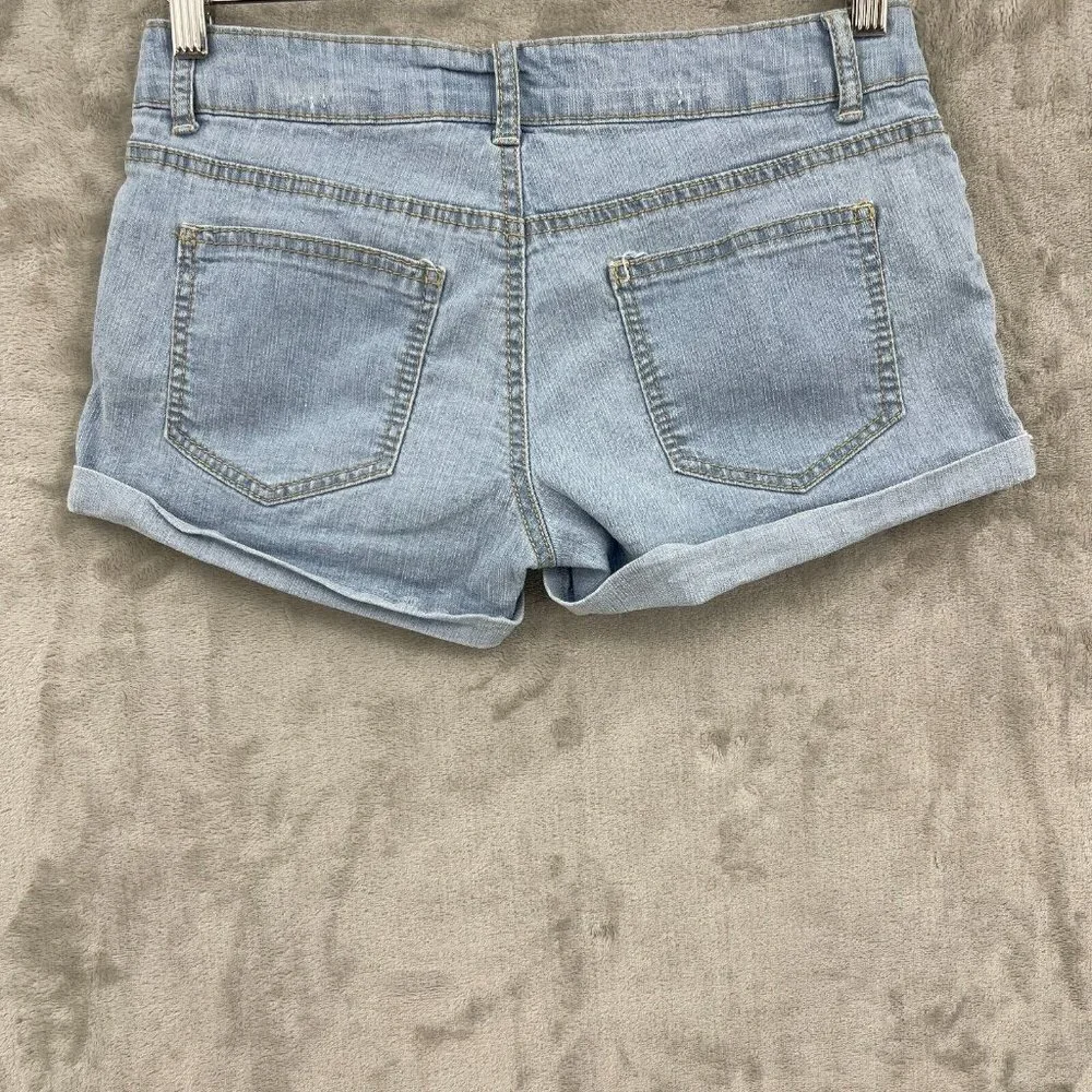L.e.i. US American Flag Print Low Rise Denim Cuffed Shorts Retro Y2K - Picture 4 of 10